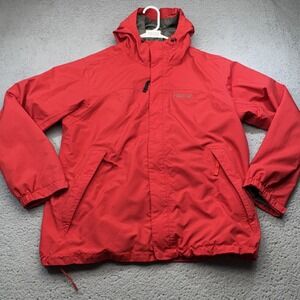 Marmot Jacket Mens Large Red Hooded Nylon Shell Rain Windbreaker Coat Membrane